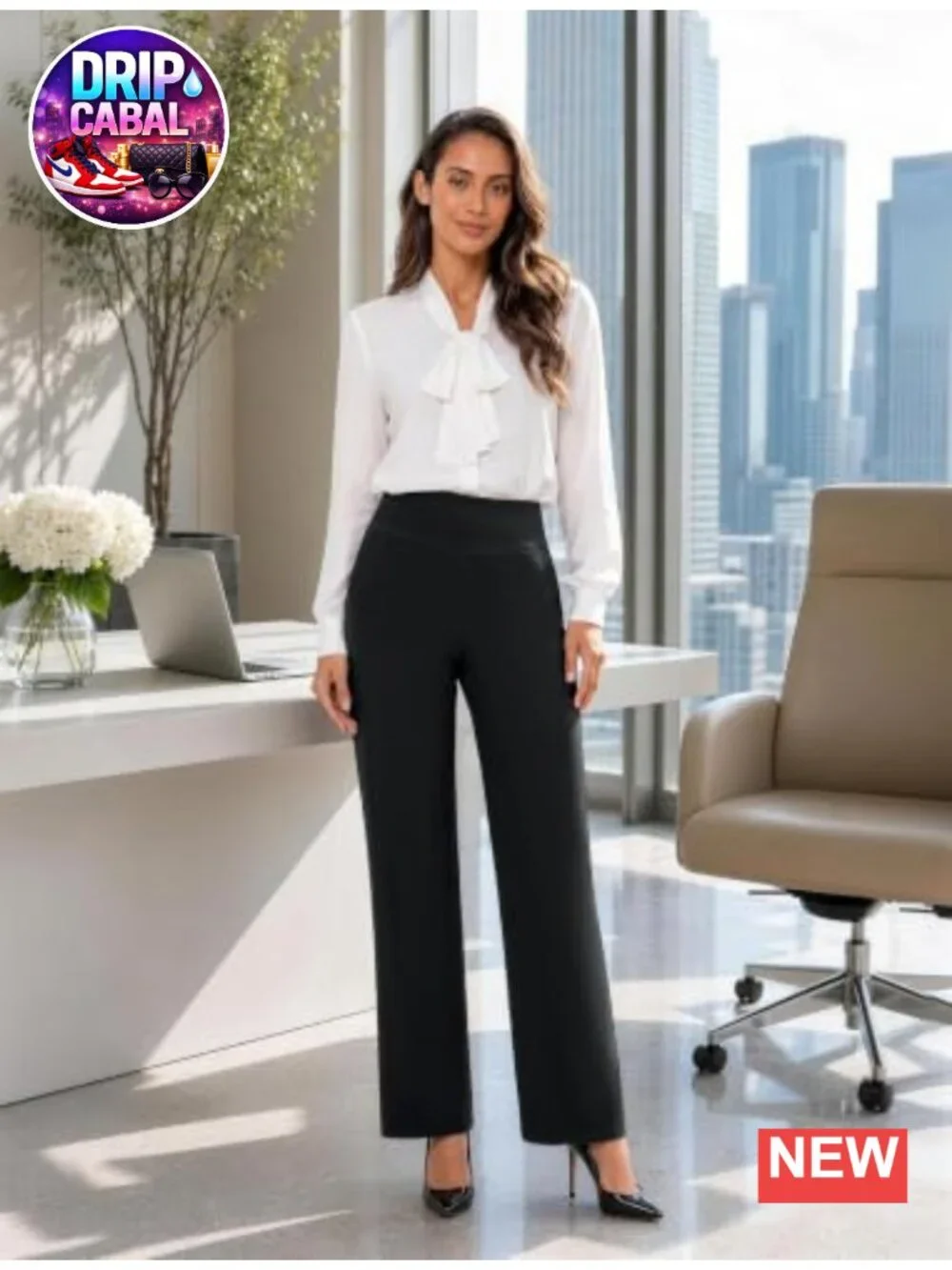 High Waisted Wide Leg Yoga Pants with Pockets, Stretchy Lounge Trousers, 4-Way